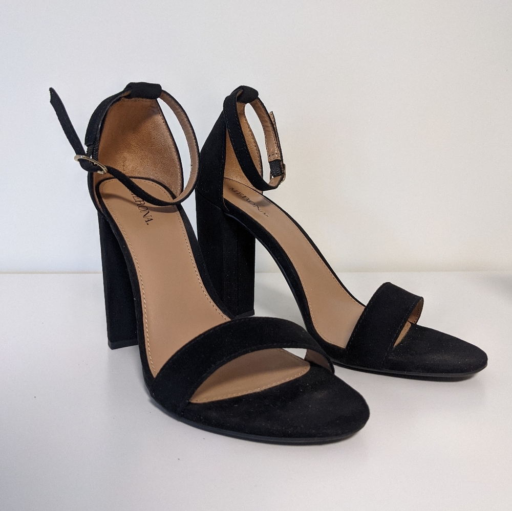 Ankle strap black heels